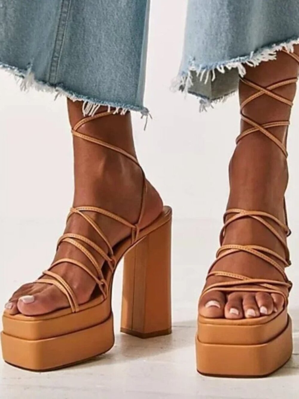 Free People x Jeffrey Campbell Juno Wrap Platform Heels